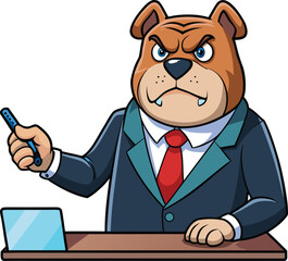 Muscular bulldog cartoon illustration with vibrant colors