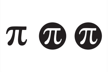 Vector set of pi symbols in black and white for math and education projects