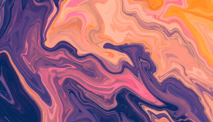 Abstract Swirls of Purple Pink and Orange Paint.