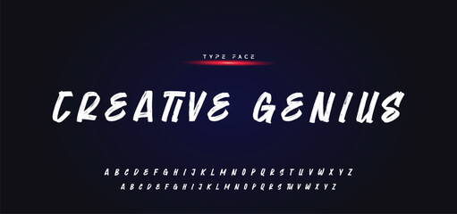 Lettering font isolated on black background. Texture alphabet in street art and graffiti style. Grunge and dirty effect. Vector brush letters.