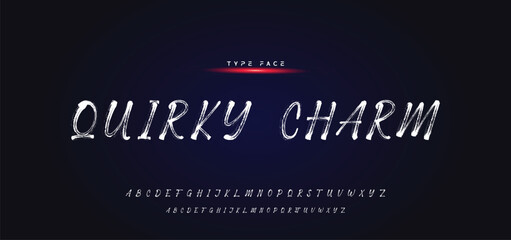 Lettering font isolated on black background. Texture alphabet in street art and graffiti style. Grunge and dirty effect. Vector brush letters.