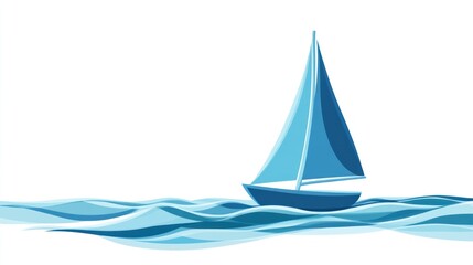 Sailing boat on waves illustration