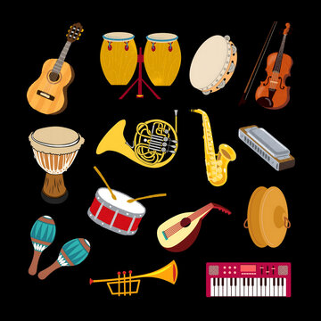 sticker design themed musical instruments