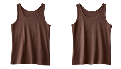 Two maroon tank tops, side-by-side, flat lay