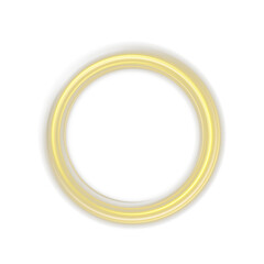 Luminous golden glowing ring with transparent background. Vector bright circle frame with elegant sparkle dust, glitter light, and shiny aura for modern luxury design, award, wedding, or festive decor