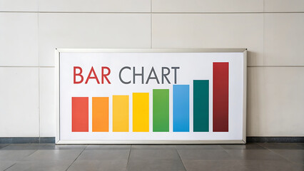Framed Bar Chart Poster with Colorful Vertical Bars on Tiled Wall