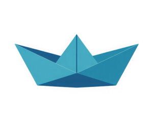 paper boat isolated on transparent white background, clipping path