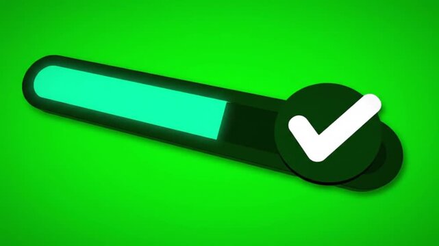 Progress Bar Animation - Green Glowing Loading Indicator Complete.