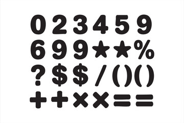 Mathematical operations and number vector set for school and creative backgrounds