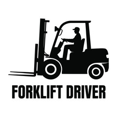 Silhouette of a forklift driver operating a forklift