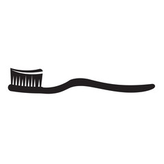 black and white silhouette of a Toothbrush vector on a white background