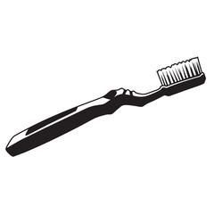 black and white silhouette of a Toothbrush vector on a white background