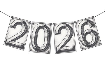 Celebrate upcoming 2026 with festive hanging number banners for New Year's Eve parties and event decorations