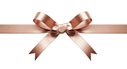 Shiny rose gold ribbon tied in a bow isolated PNG with Transparent Background