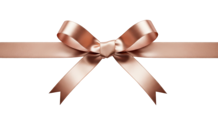 Shiny rose gold ribbon tied in a bow isolated PNG with Transparent Background