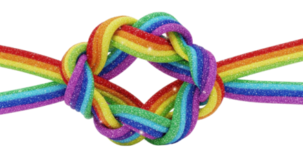 Rainbow colored rope knot isolated PNG with Transparent Background