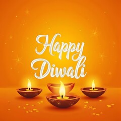 'Happy Diwali' text in glowing fdecorative background 