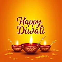 'Happy Diwali' text in glowing fdecorative background 
