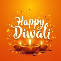'Happy Diwali' text in glowing fdecorative background 