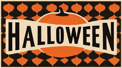 Classic Halloween Garland with Traditional Jack-o'-Lantern and Orange Black Triangle Pennants