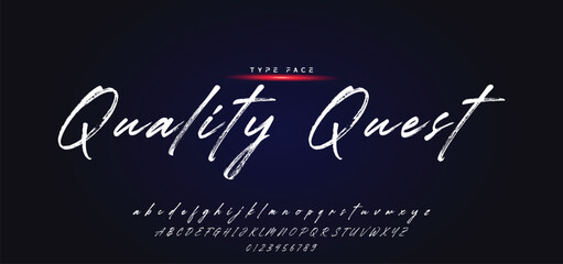 Hardest Brush Font. Hand Lettering Sketch Font. Vector Alphabet.