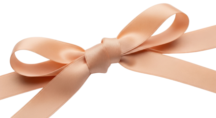 Peach ribbon tied in a bow isolated PNG with Transparent Background
