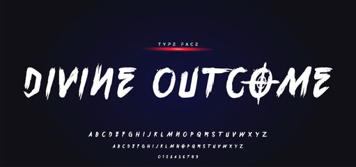 Hardest Brush Font. Hand Lettering Sketch Font. Vector Alphabet.