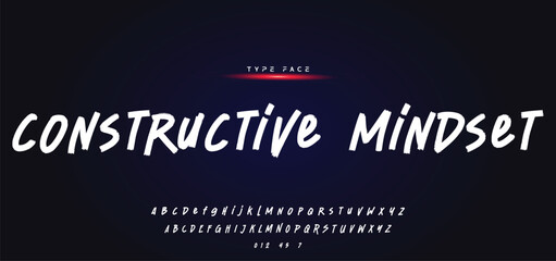 Hardest Brush Font. Hand Lettering Sketch Font. Vector Alphabet.