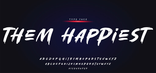 Hardest Brush Font. Hand Lettering Sketch Font. Vector Alphabet.