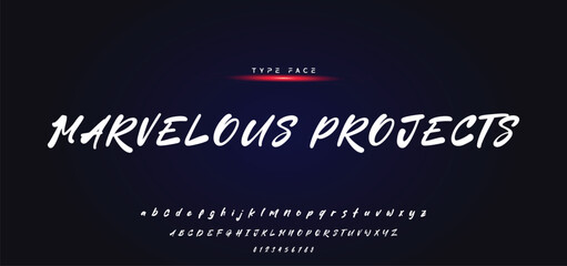 Hardest Brush Font. Hand Lettering Sketch Font. Vector Alphabet.