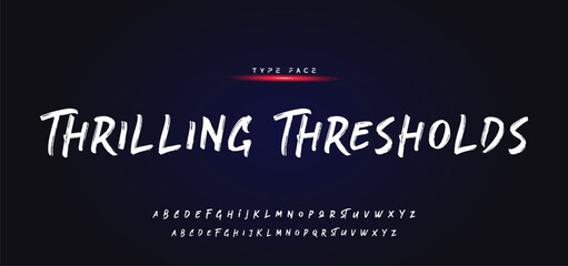 Hardest Brush Font. Hand Lettering Sketch Font. Vector Alphabet.