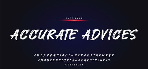 Hardest Brush Font. Hand Lettering Sketch Font. Vector Alphabet.