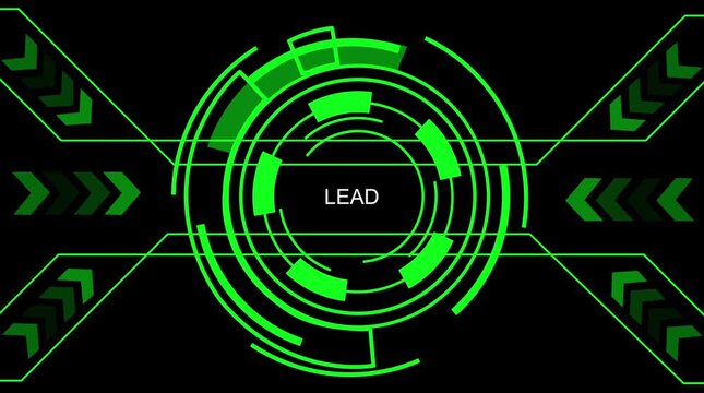 Futuristic Green H U D Interface with Circular Scan and Arrow Motifs Digital Technology Background video