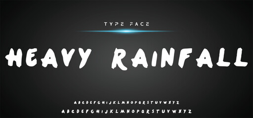 Hardest Brush Font. Hand Lettering Sketch Font. Vector Alphabet.