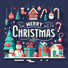Merry Christmas greeting card vector banner design