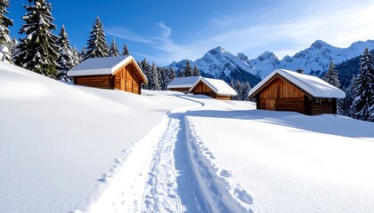 Snowy mountain huts (1)