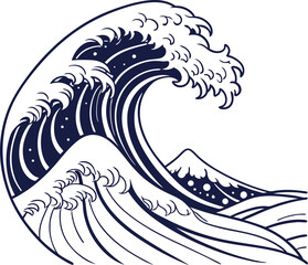 Obraz premium Dynamic powerful wave illustration in Japanese style for creative projects and designs