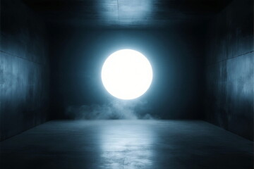 Bright circular light source in a dark enclosed space