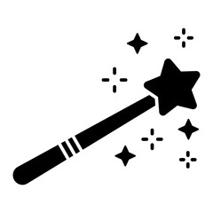 Magic Wand Glyph Icon Vector Illustration