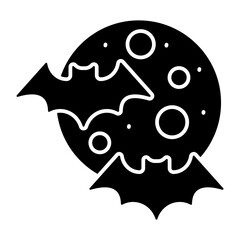 Full Moon Bats Glyph Icon Vector Illustration