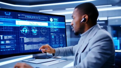 Person using a computer with a complex interface - Powered by Adobe