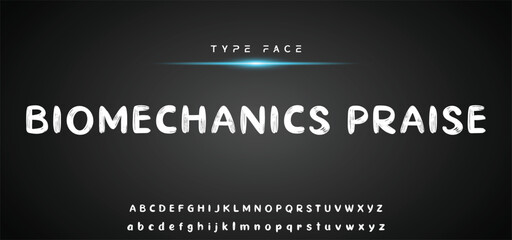 Hardest Brush Font. Hand Lettering Sketch Font. Vector Alphabet.