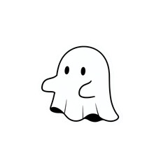 Cute ghost floating sideways with a smile