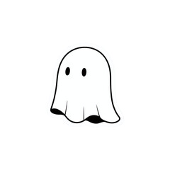 Simple cute ghost illustration on transparent background