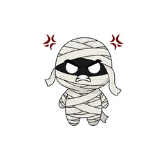 Angry mummy with furrowed brow and red lines