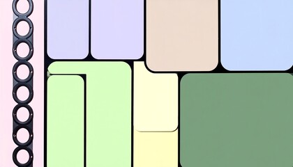 Abstract Composition of Rounded Rectangles and Circular Chain.