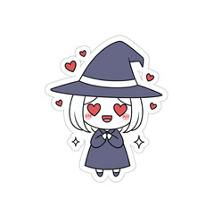Cute witch with heart eyes in love