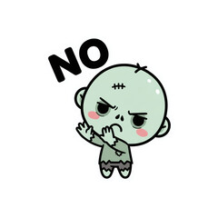 Angry zombie with 'no' text above its head