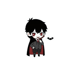 Cute chibi vampire in a suit and tie