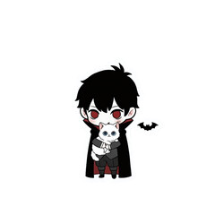 Adorable vampire holding a white cat